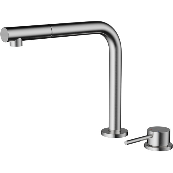 Смеситель для кухни Omoikiri Nara 2 Plus-S-BN с выдвижным изливом нержавеющая сталь (4994369)