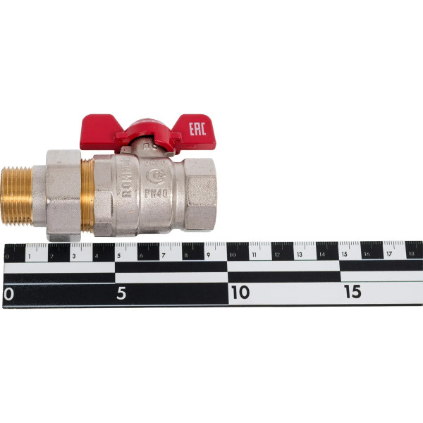 Кран 3/4" шаровый со сгоном Rommer (ГОСТ, красная бабочка) RBV-0005-2510220 Кран 3/4" шаровый со сгоном Rommer (ГОСТ, красная бабочка) RBV-0005-2510220