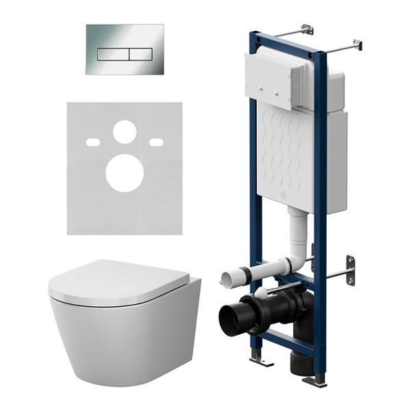 Комплект инсталляция с унитазом AM.PM ErgoFit с клав M хром глянц с подвесным унитазом X-Joy Aquaspin (IS110351.851900)