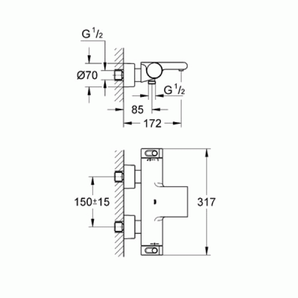 Смеситель термостатический для ванны Grohe Grohtherm 2000 (34174001)