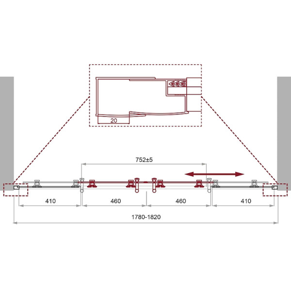Душевая дверь BelBagno Uno-195 180x195 стекло прозрачное, профиль хром (UNO-195-BF-2-180-C-Cr)