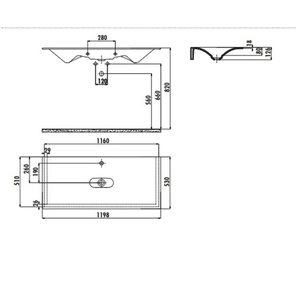 Раковина мебельная Creavit Drop 119,8x53 белая (DP120-00CB00E-0000)