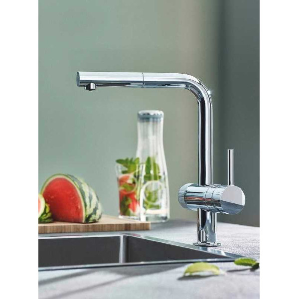 Смеситель для кухни Grohe Blue Pure Minta выдвижной излив, с функцией фильтрации воды, хром (31721000)