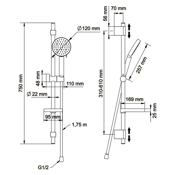 Душевой гарнитур Swedbe Hermes черный (5111B)