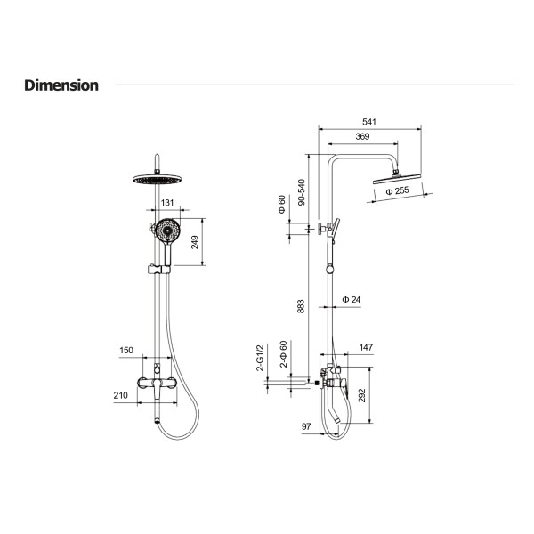 Душевая система Aquatek Лугано хром (AQ2740CR)