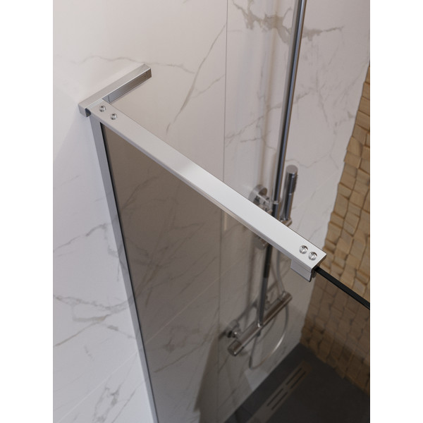 Душевое ограждение BelBagno Uno 90x200 стекло тонированное бронзовое, профиль хром глянцевый (UNO-L-1-TB-90-BR-Cr)