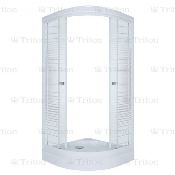 Душевой уголок Triton 90*90 А стекло полосы, профиль белый (DK152_2)