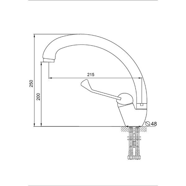 Смеситель для кухни Melodia Medico утка, без гибкой подводки, хром (MDV40813)