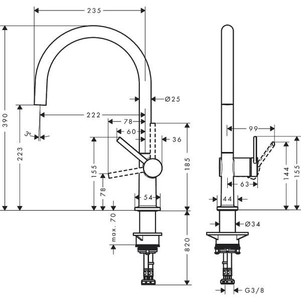 Смеситель для кухни Hansgrohe M54 Talis 210 черный (72804670)