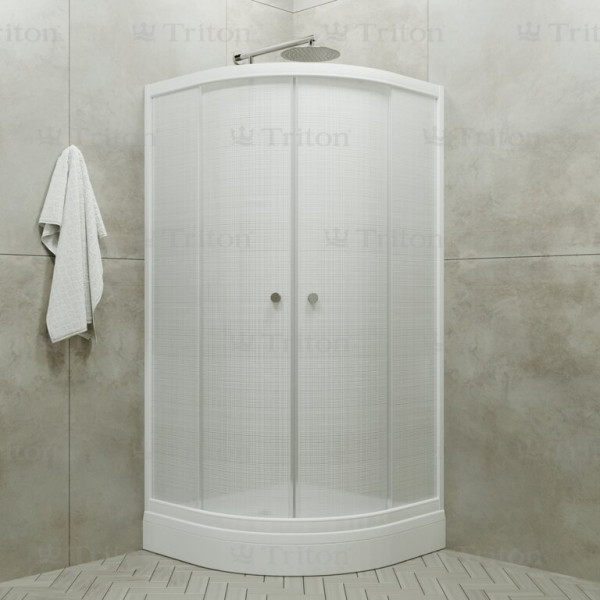 Душевой уголок Triton 90*90 А стекло лён, профиль белый (DK229_1) Душевой уголок Triton 90*90 А стекло лён, профиль белый (DK229_1)
