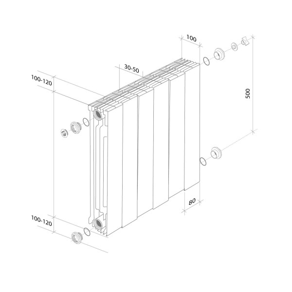 Радиатор биметаллический Royal Thermo PianoForte Bianco Traffico 500 (12 секций) (RTPBT50012)