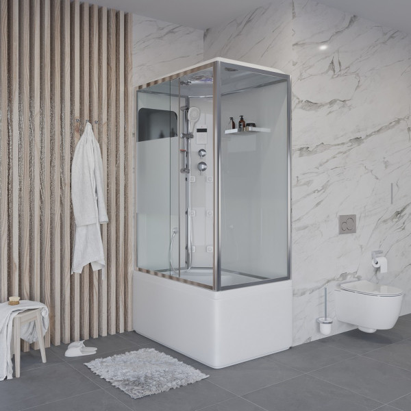 Душевая кабина с гидромассажем Ultra 80x120 стекло прозрачное с матовой линией, профиль хром матовый (NG-307-01L) Душевая кабина с гидромассажем Ultra 80x120 стекло прозрачное с матовой линией, профиль хром матовый (NG-307-01L)