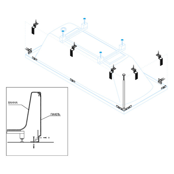 Универсальный установочный комплект для 3-й панели Cezares CZR-SCR-FIX-3-KIT Универсальный установочный комплект для 3-й панели Cezares CZR-SCR-FIX-3-KIT