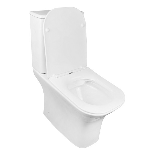 Унитаз напольный Fretta Square безободковый с бачком и сиденьем микролифт 650x340x790 (AZ-5121)