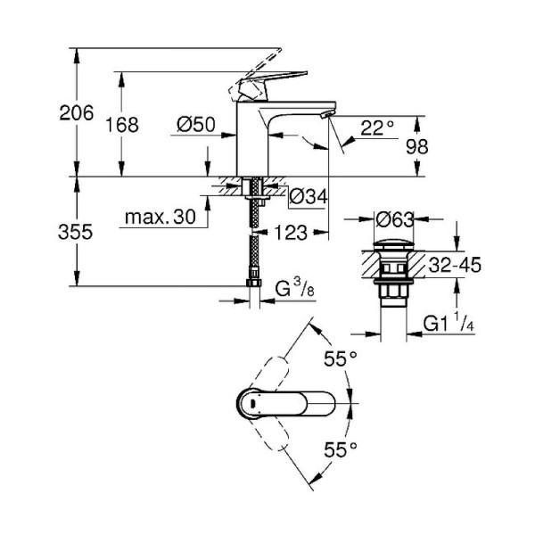 Смеситель для раковины Grohe Eurosmart Cosmopolitan хром (23926000)