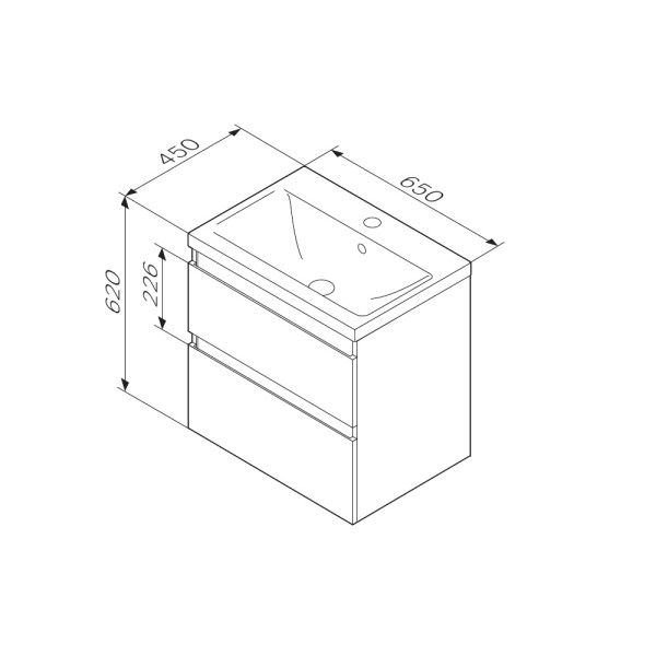 Тумба подвесная AM.PM X-Joy 65x60 2 ящика, черный матовый (M85AFHX0652BM)