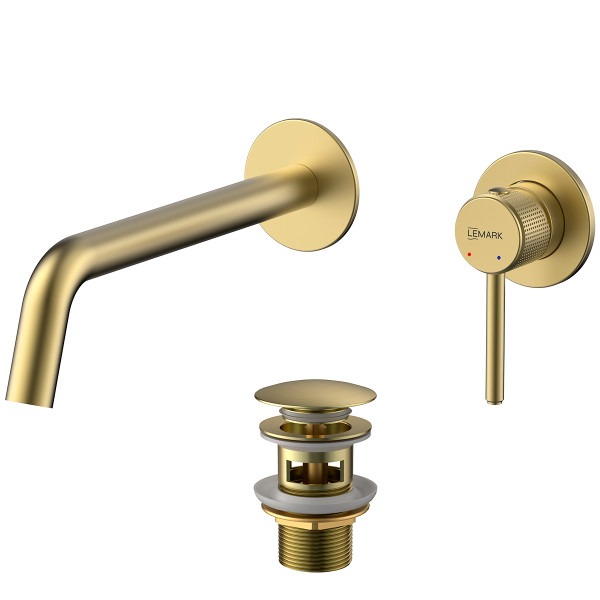 Смеситель для раковины Lemark Beluga встраиваемый золотой (LMF-8033B-BRLG)