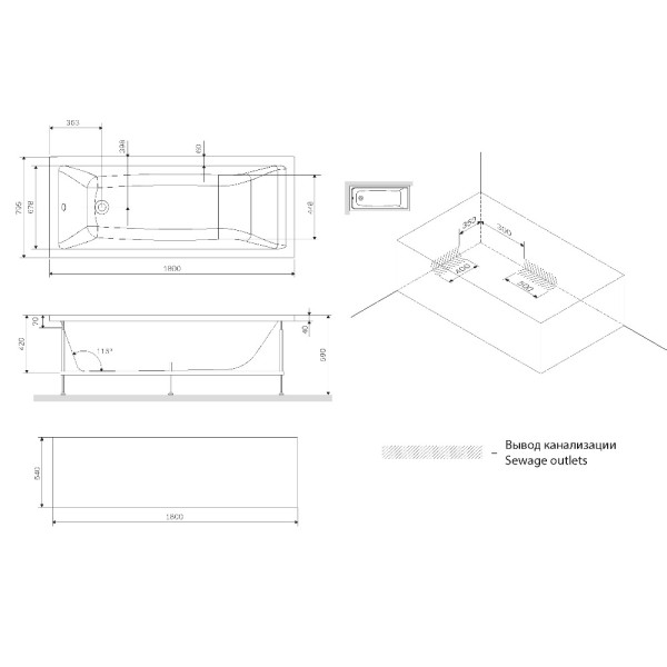 Ванна акриловая AM.PM Gem 180x80 (W93A-180-080W-A) Ванна акриловая AM.PM Gem 180x80 (W93A-180-080W-A)