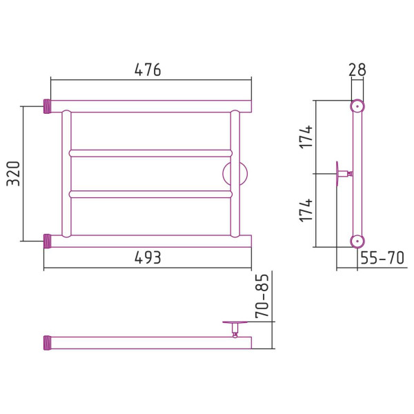 Полотенцесушитель водяной Стилье Минор 0600 320х500 (2) П хром (00600-3250) Полотенцесушитель водяной Стилье Минор 0600 320х500 (2) П хром (00600-3250)