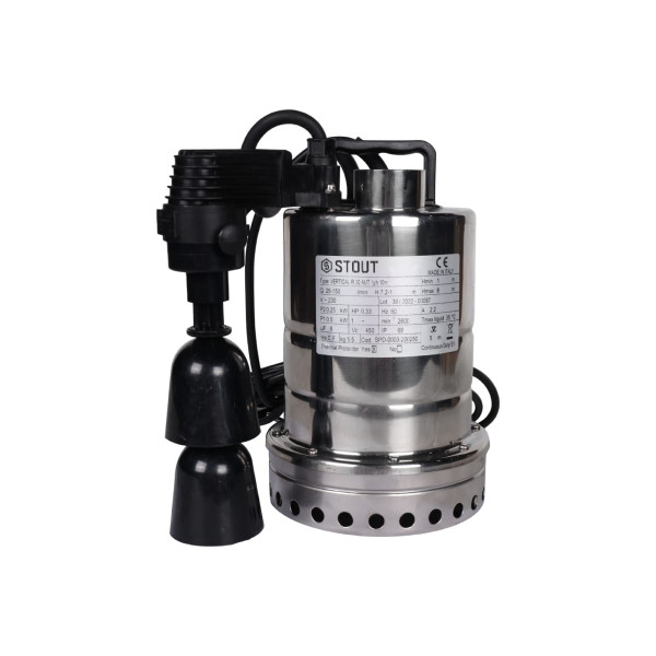 Насос дренажный Stout с вертикальным поплавком, кабель 10 м, 230V, Q=150 л/мин, H=8 м SPD-0003-200250 Насос дренажный Stout с вертикальным поплавком, кабель 10 м, 230V, Q=150 л/мин, H=8 м SPD-0003-200250