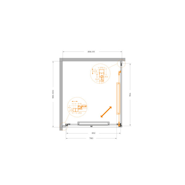 Душевой уголок Cezares Lux 90x100x195 стекло прозрачное, профиль хром (LUX-AH-FS-1-90/100-C-CR)