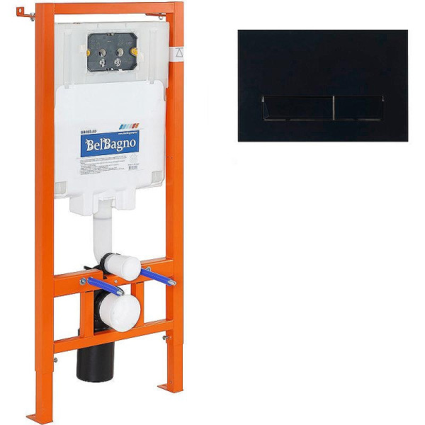 Инсталляция для унитаза с клавишей BelBagno черный (BB002-80/BB012-MR-NERO.M)