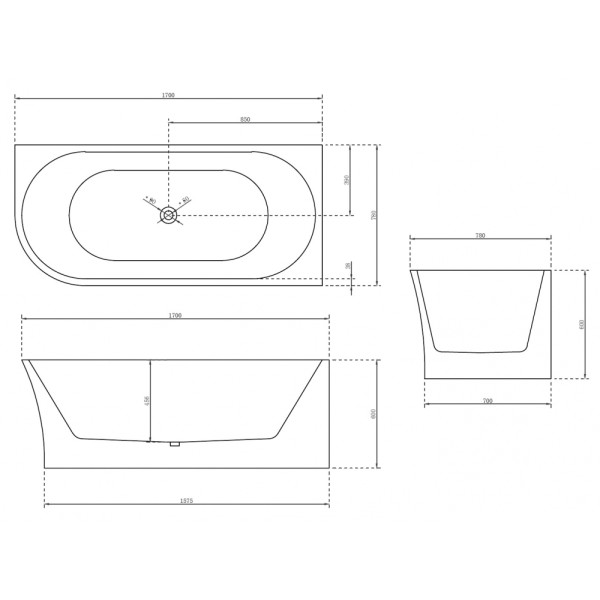 Ванна акриловая Abber 170х78 белая (AB9257-1.7 R)