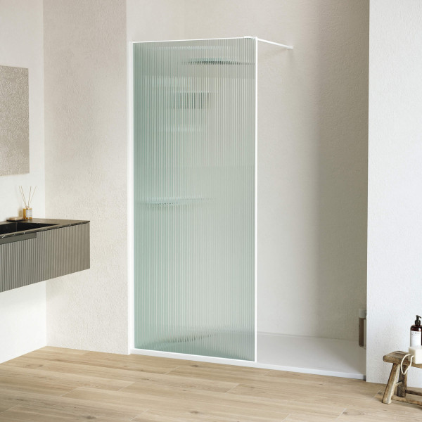 Душевое ограждение RGW Walk In 120x195 стекло Ribbed (ребристое), профиль белый (06100812-155)