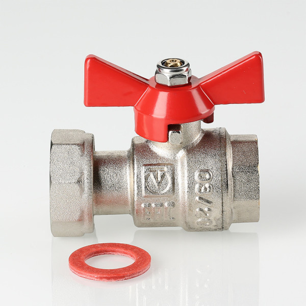 Кран 3/4"х1" ВВ шаровый с накидной гайкой Valtec (красная бабочка) VT.241.N.0506