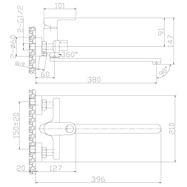 Смеситель для ванны и душа Rossinka RS33-32 с душевым комплектом (RS33-32)