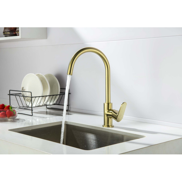 Смеситель для кухни Aquatek Оберон шлифованное золото (AQ1282BG) Смеситель для кухни Aquatek Оберон шлифованное золото (AQ1282BG)