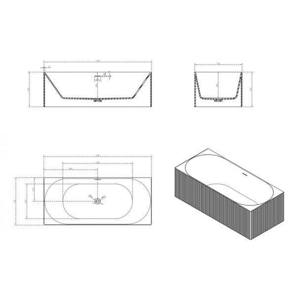 Ванна из искусственного камня Abber Stein 170x75 белая матовая (AS9603)