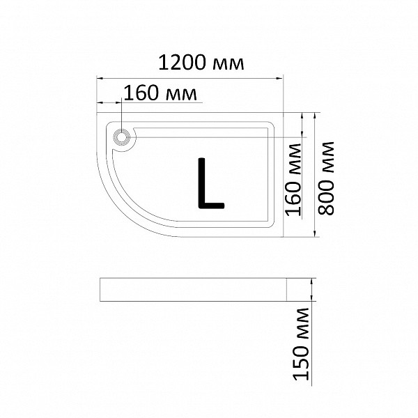 Душевой поддон BandHours Alba L-Tray 80х120х15 белый