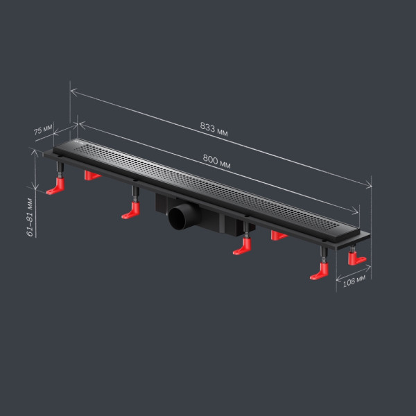 Душевой лоток AM.PM PrimeFlow линейный универс затвор Cut Gradient 80 см черн мат (W02SC-P11-080-01BM)
