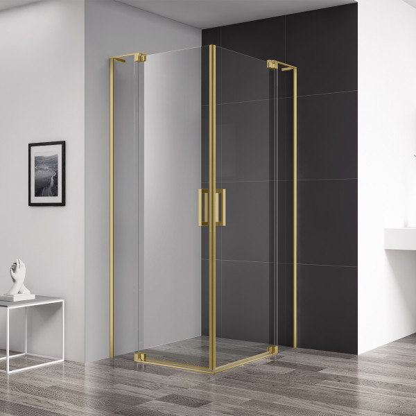 Душевой уголок Cezares Slider 80x80x195 стекло прозрачное, профиль брашированное золото (SLIDER-A-2-80/90-C-BORO) Душевой уголок Cezares Slider 80x80x195 стекло прозрачное, профиль брашированное золото (SLIDER-A-2-80/90-C-BORO)