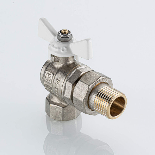 Кран угловой 1/2" шаровый со сгоном Valtec Base-ГОСТ (белая бабочка) VT.228S.NW.04 Кран угловой 1/2" шаровый со сгоном Valtec Base-ГОСТ (белая бабочка) VT.228S.NW.04