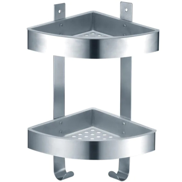 Полка угловая двухэтажная матовый хром Azario (AZ-833-2) Полка угловая двухэтажная матовый хром Azario (AZ-833-2)