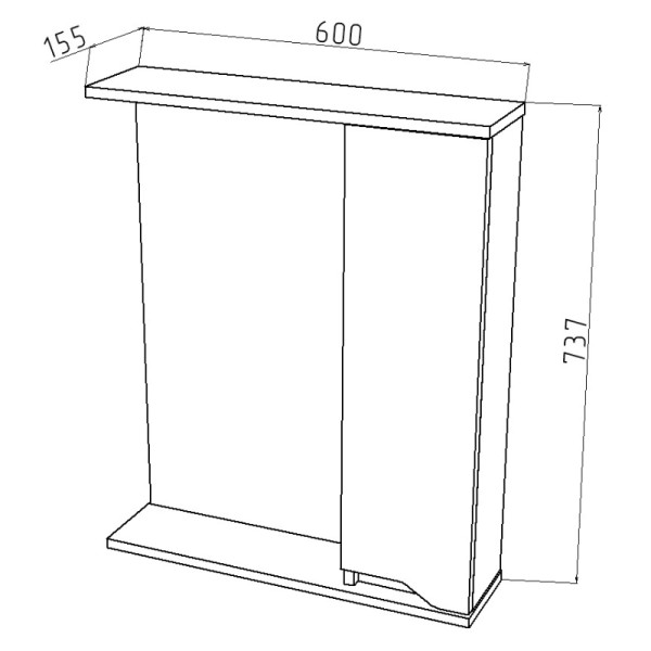 Шкаф зеркальный Melodia Лотос 60 белый (MFR80033WT)
