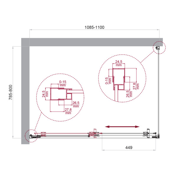 Душевой уголок BelBagno Luce 110x80x195 стекло прозрачное, профиль хром (LUCE-AH-1-110/80-C-Cr)