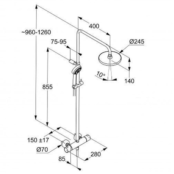 Душевая система Kludi Logo Dual Shower System с термостатом 3 режима брашированная бронза (68082N1-00)