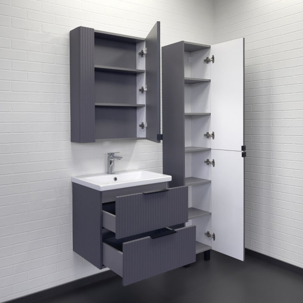 Тумба подвесная Comforty Лима 600x500x450 антрацит матовый с раковиной (00-00019176)
