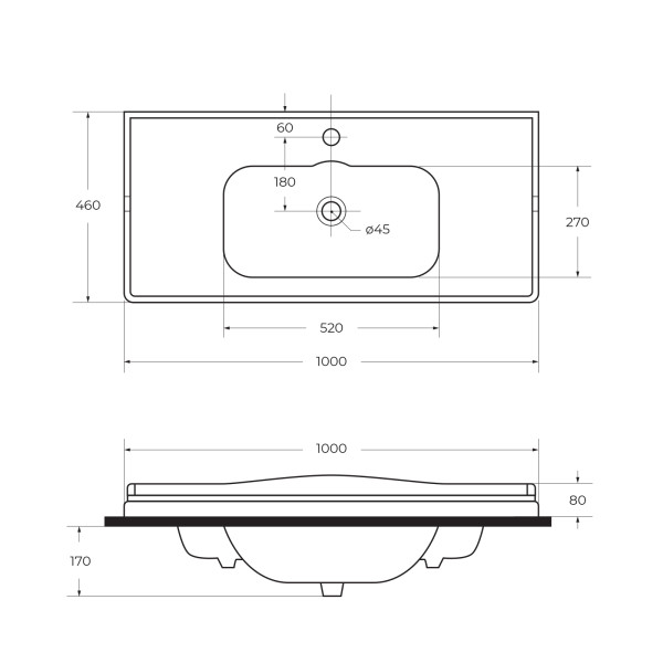 Раковина встраиваемая Cezares 100 (CZR-ELT-100-LVB) Раковина встраиваемая Cezares 100 (CZR-ELT-100-LVB)