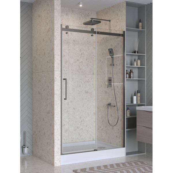 Душевая дверь BelBagno Marino 120x195 стекло прозрачное, профиль оружейная сталь матовая (MARINO-2-BF-1-120-C-GM)