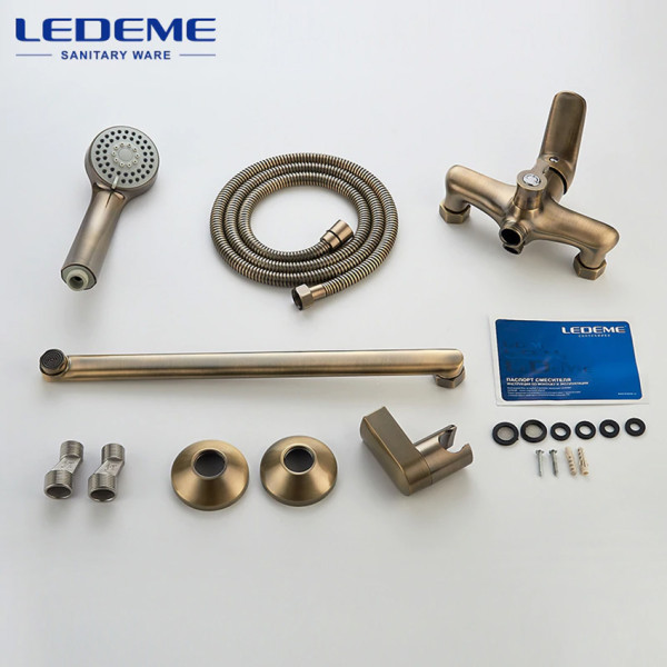 Смеситель для ванны и душа Ledeme с душевым гарнитуром (L2248C)