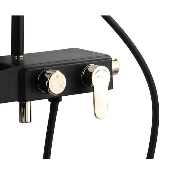 Душевая система Azario с поворотным изливом черная/золото (AZ-801-2)