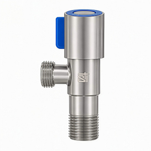 Кран шаровый угловой STI 1/2"НРх1/2"НР, нержавеющая сталь, с отражателем (блистер) ТТ000020310