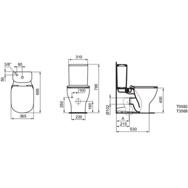 Бачок для унитаза Ideal Standard Tesi 310х385х190 (T356801)