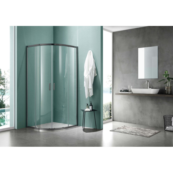 Душевой уголок Aquatek Ария 90x90x200 стекло прозрачное, профиль оружейная сталь (AQ ARI RO 09020GM)