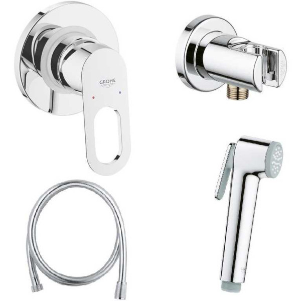 Комплект для гигиенического душа Grohe Bauloop встраиваемый смеситель, шланг, хром (124895)