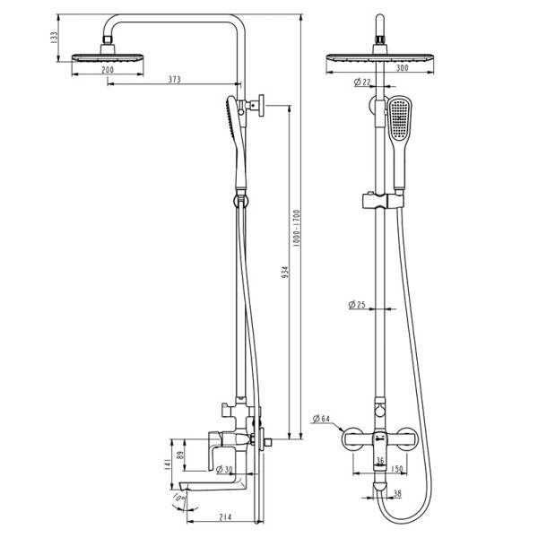 Душевая система Lemark Ursus черный (LM7262BL)